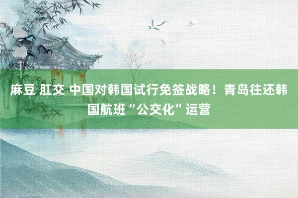 麻豆 肛交 中国对韩国试行免签战略！青岛往还韩国航班“公交化”运营