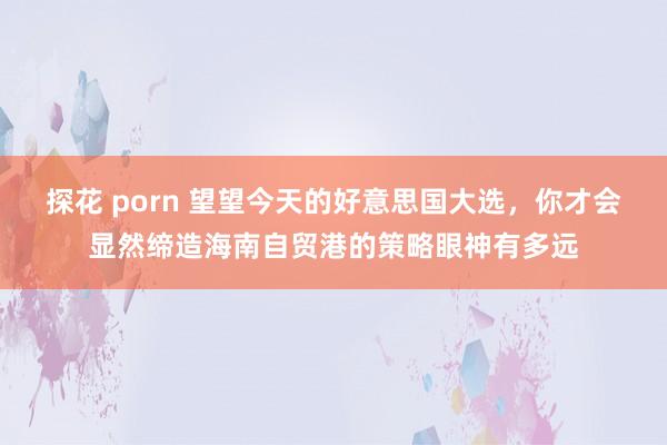 探花 porn 望望今天的好意思国大选，你才会显然缔造海南自贸港的策略眼神有多远