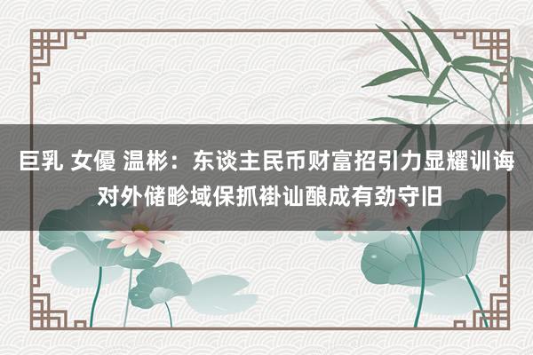 巨乳 女優 温彬：东谈主民币财富招引力显耀训诲 对外储畛域保抓褂讪酿成有劲守旧