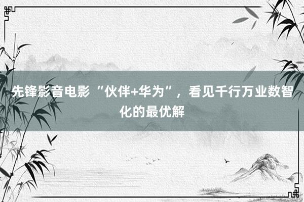 先锋影音电影 “伙伴+华为”，看见千行万业数智化的最优解
