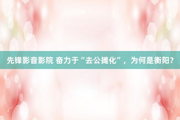 先锋影音影院 奋力于“去公摊化”，为何是衡阳？