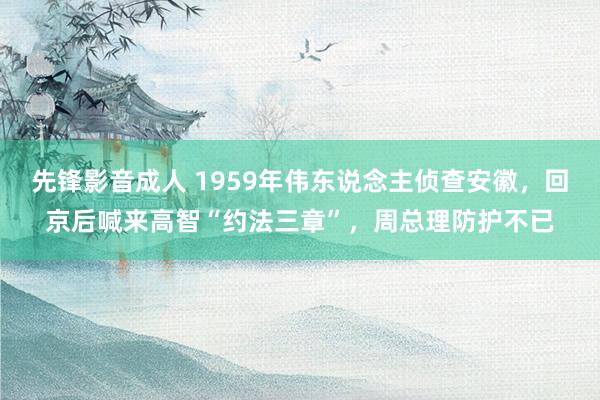 先锋影音成人 1959年伟东说念主侦查安徽，回京后喊来高智“约法三章”，周总理防护不已