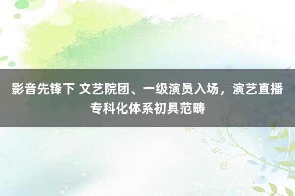 影音先锋下 文艺院团、一级演员入场，演艺直播专科化体系初具范畴