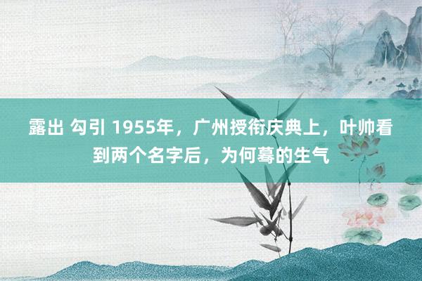 露出 勾引 1955年，广州授衔庆典上，叶帅看到两个名字后，为何蓦的生气