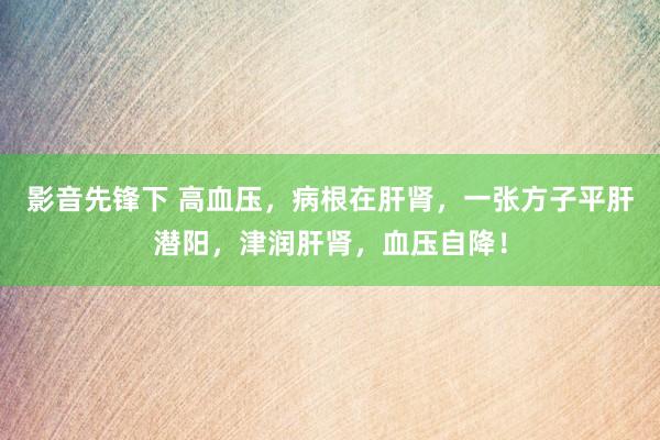 影音先锋下 高血压，病根在肝肾，一张方子平肝潜阳，津润肝肾，血压自降！