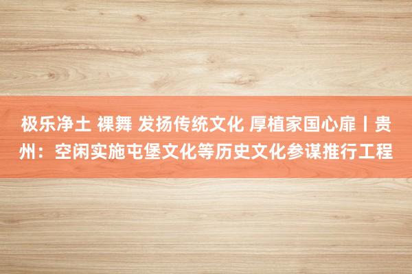 极乐净土 裸舞 发扬传统文化 厚植家国心扉丨贵州：空闲实施屯堡文化等历史文化参谋推行工程