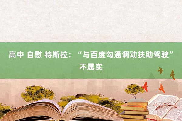 高中 自慰 特斯拉：“与百度勾通调动扶助驾驶”不属实