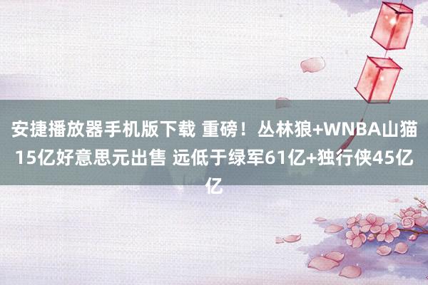 安捷播放器手机版下载 重磅！丛林狼+WNBA山猫15亿好意思元出售 远低于绿军61亿+独行侠45亿