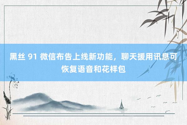黑丝 91 微信布告上线新功能，聊天援用讯息可恢复语音和花样包