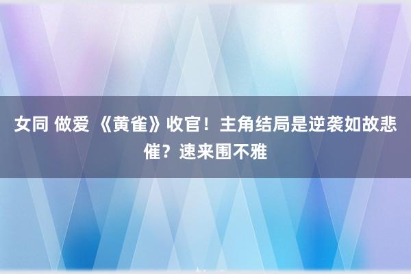 女同 做爱 《黄雀》收官！主角结局是逆袭如故悲催？速来围不雅