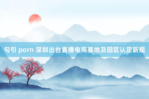 勾引 porn 深圳出台直播电商基地及园区认定新规