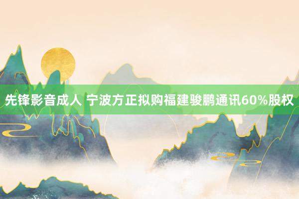 先锋影音成人 宁波方正拟购福建骏鹏通讯60%股权
